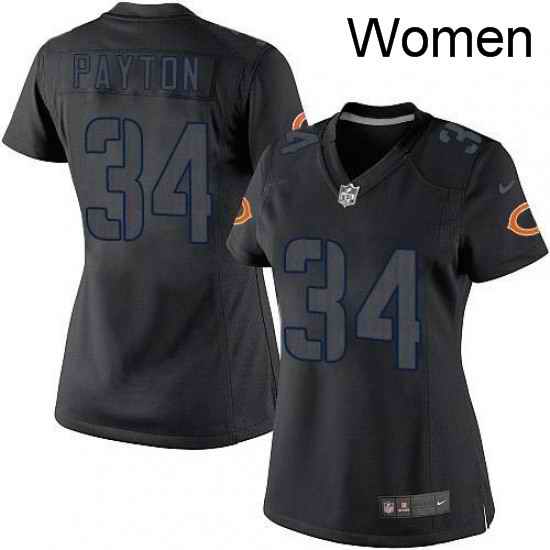 Womens Nike Chicago Bears 34 Walter Payton Limited Black Impact NFL Jersey
